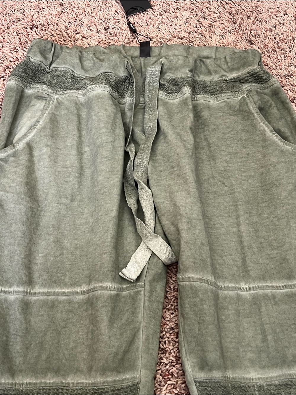 New Venti6 green mineral wash draw string moto joggers size L - Picture 4 of 8